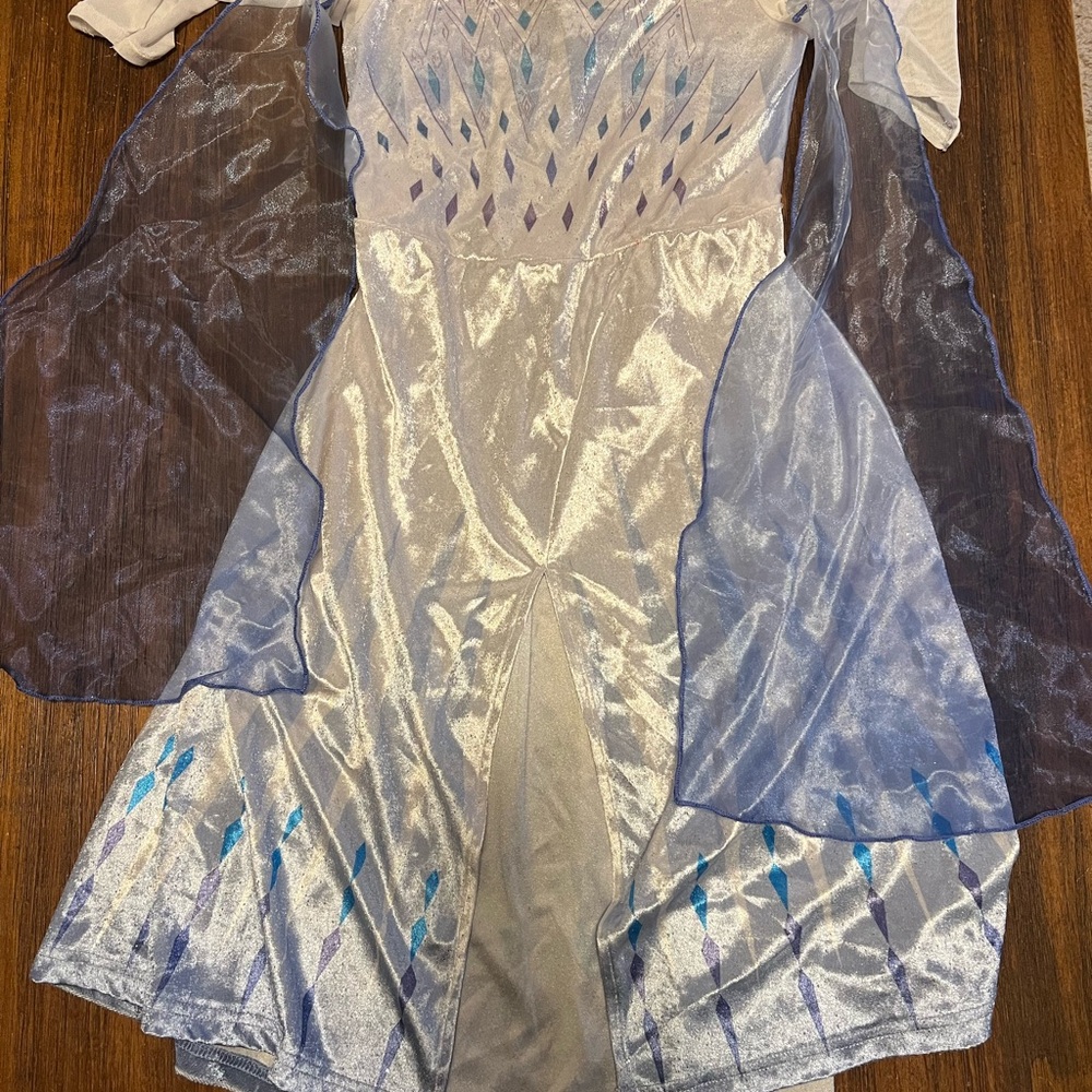 Frozen II Disney Costume  Blue and Silver Long Sleeve Dress